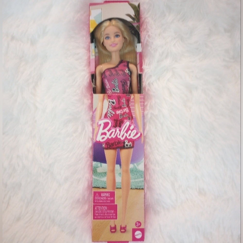 Barbie in Pink and Black One Shoulder Dress